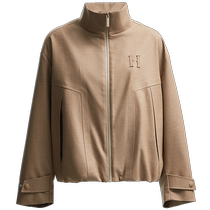 SEASONHIGH Autumn Womens Stand Collar Jacket Windproof Zipper Elastic Hem Design Versatile Top Womens Clothing