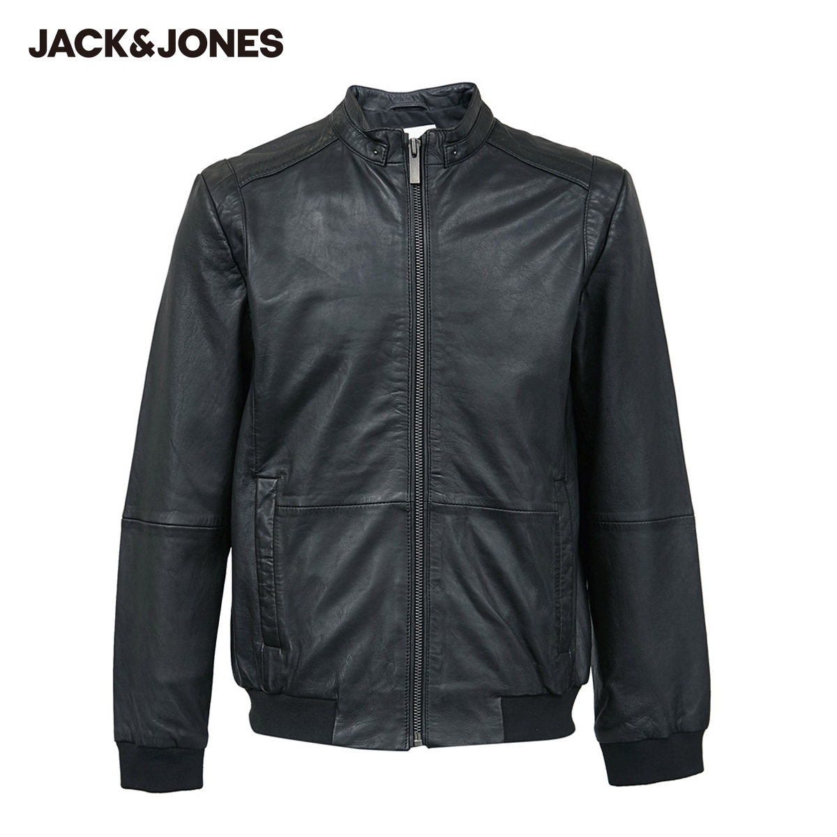 Jack Jones Jack Jones Mùa xuân nam Swing Ingled biker Da Cừu Leather Jacket Jacket