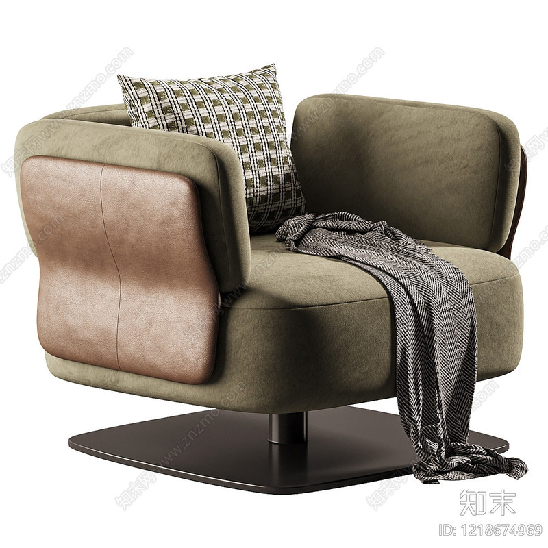 New Chinese-Style Modern Minimalist Fabric Sofa Chair, Single-Seat Living Room Leisure Chair with Square Base, Home Chair in a Leisure Style