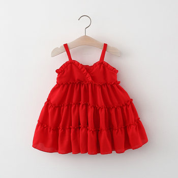 Net red girl dress summer children little girl chiffon princess skirt foreign style girl baby summer suspender skirt