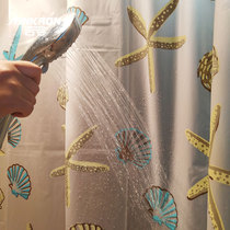 Shower curtain bathroom curtain partition curtain waterproof mildew proof Starfish Square butterfly pastoral wind metal buckle eye with hanging ring