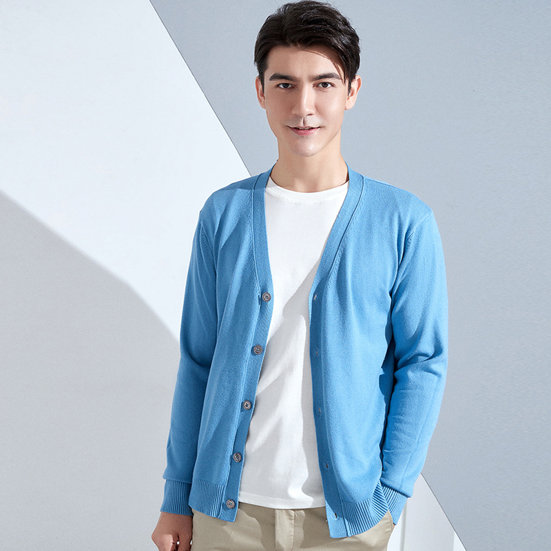 New V-Neck Wool Cardigan for Men, Large Size Loose Wool Sweater, Casual Slim-Fit Fleece Jacket, Sweater, Knitwear