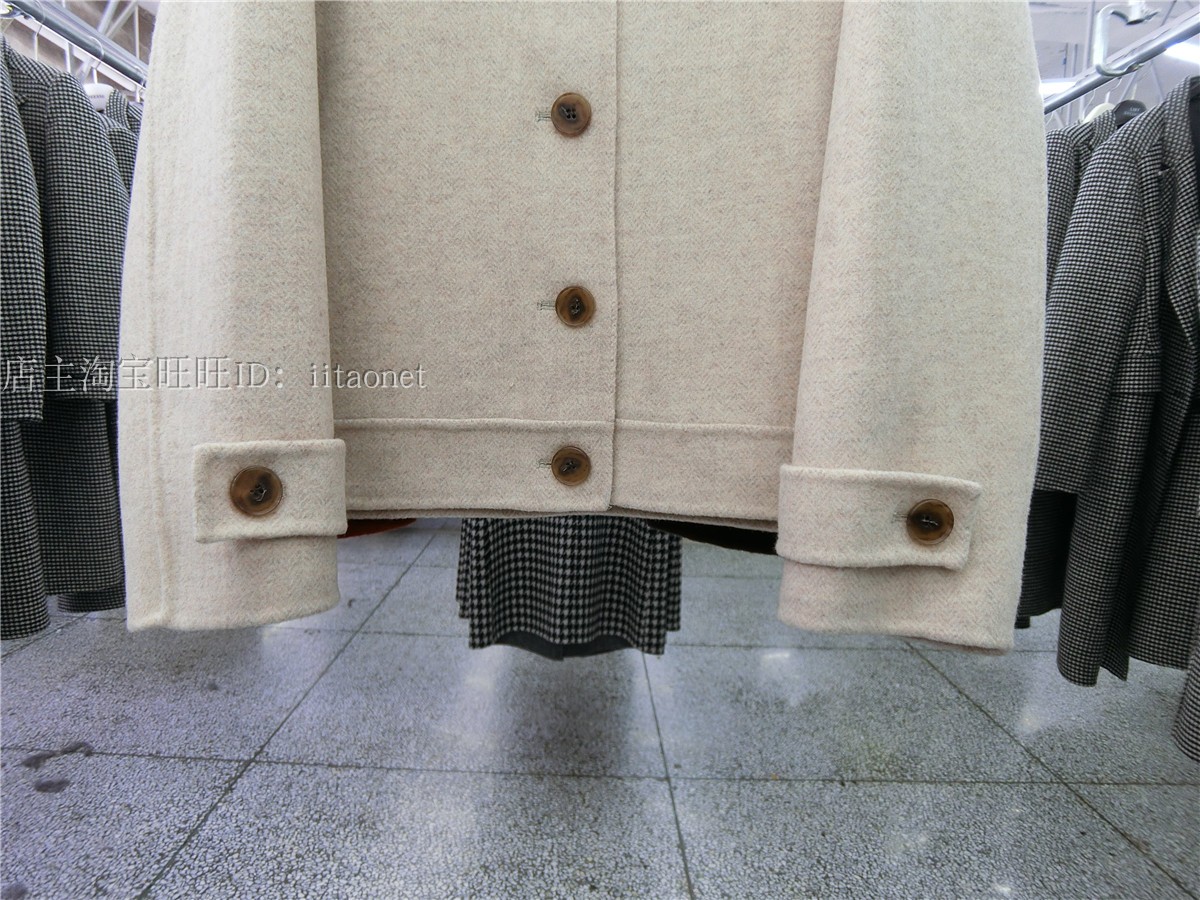 Mới của Hàn Quốc tay khâu đôi phải đối mặt với cashmere áo len lông cừu mô hình xương cá ngắn hàng duy nhất khóa vai nữ áo dạ nữ đẹp 2021
