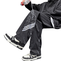 American three-proof pants mens winter velvet thickening warm waterproof storm pants loose straight work casual pants