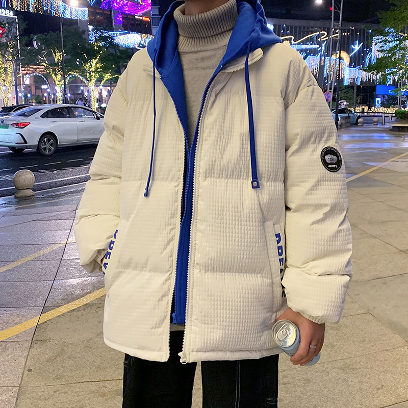 Fake two down cotton clothes Men's winter American Yuppie Handsome Tooling Cotton Clothing Jacket Tide Card Winter Clothing Thickened Cotton Padded Jacket-Taobao