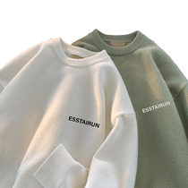 Lazy style white sweater for men spring and autumn 2023 new inner wear for couples plus velvet bottoming sweater tops