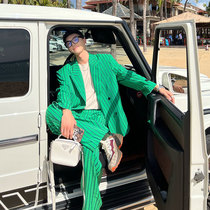 JY Light Cooked Mens Clothing Black Yuppie Handsome Striped Suit Suit Superior Feel Double Row Buttons Casual Western Suit Jacket Spring Autumn