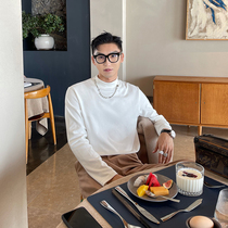 JY light cooked wearing lap pure color half-height collar long sleeve undershirt male body dressing for leisure 100 hitch-knitted sweatshirt spring autumn male tide