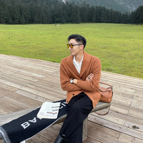 JY Lightly Wearing Casual Knitted Cardigan Men's 2021 Autumn New Loose Solid Color Lapel Long Sleeve V-Neck Sweater