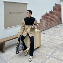 JY Lightly Wear Patchwork Shirt Men's 2021 Autumn New Contrast Zipper Design Sense Small Casual Shirt