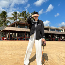 JY light cooked mens clothing black and white two lovers small balsamic wind long sleeve shirt girl spring autumn loose casual shirt thin