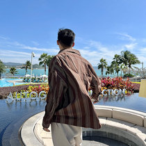 JY light ripened mens clothing retro striped shirt long sleeve day of high level sensations 2022 Spring autumn season easy blouses