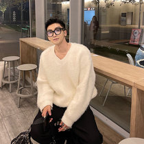 JY light cooked wearing hitchhiking mens autumn winter 2021 new Korean version thickened V collar loose with large yard slurred sweaters