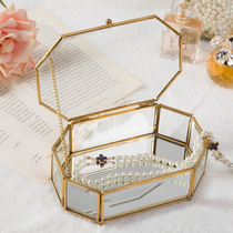 European copper eight-sided retro Princess jewelry glass jewelry box jewelry storage box display box props