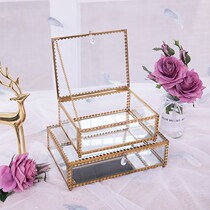 High-end Crafts Indian Wind Gold Lace Glass First Accessories Box Jewelry Box Accessories Square Containing Box Crystal