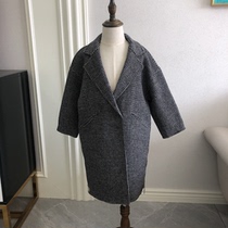 South Korean autumn and winter children gig bifacial cashmere jacket male and female child casual turnover single-row buttoned wool coat tide