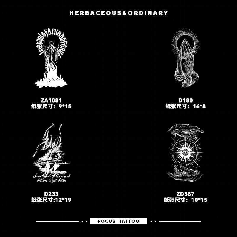 European and American Style Simulated Tattoo Large Pattern Non-Reflective Herbal Tattoo Stickers for Men Waterproof Long-Lasting Juice Semi-Permanent Stickers