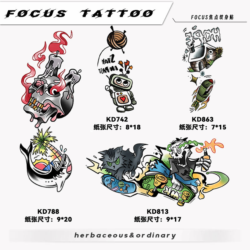 Cute Cartoon Anime American Old-School Arm Patchwork Colorful Tattoo Stickers for Men and Women, Waterproof and Long-Lasting Cute Cartoon Anime American Old-School Arm Patchwork Colorful Tattoo Stickers for Men and Women, Waterproof and Long-Lasting