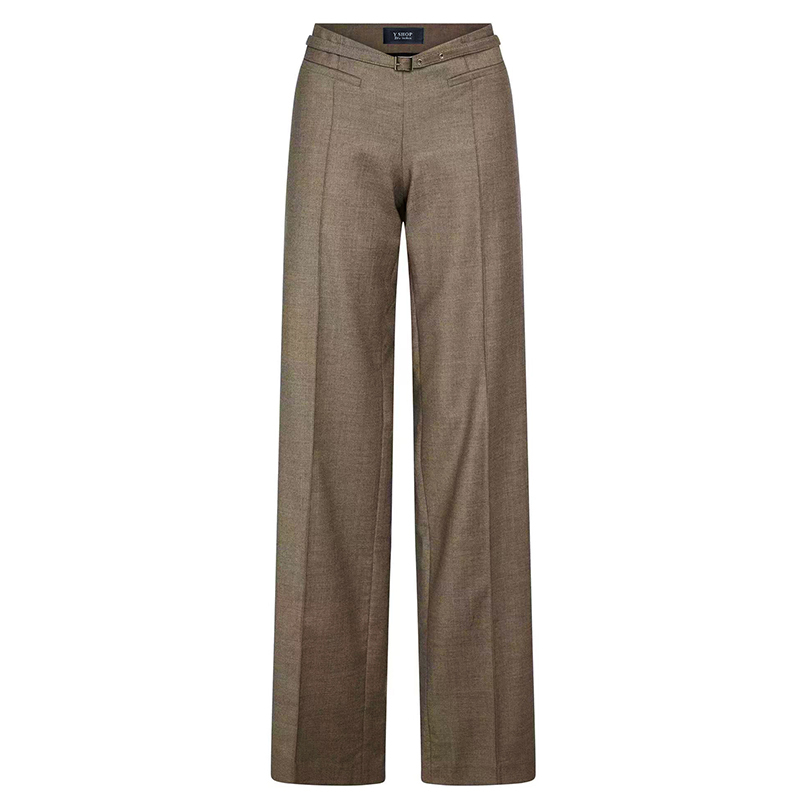 Weipu Shiren Spring and Autumn New Irregular Niche Low-Waist Design Fine Wool Casual Straight-Leg Trousers for Women