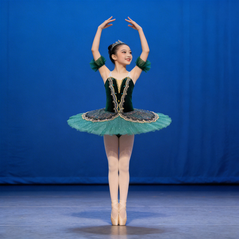 [Dilushi] Simple Dark Green Esmaldda Ballet Skirt Kidsren's Competition Uniform Ballet Tutu Skirt