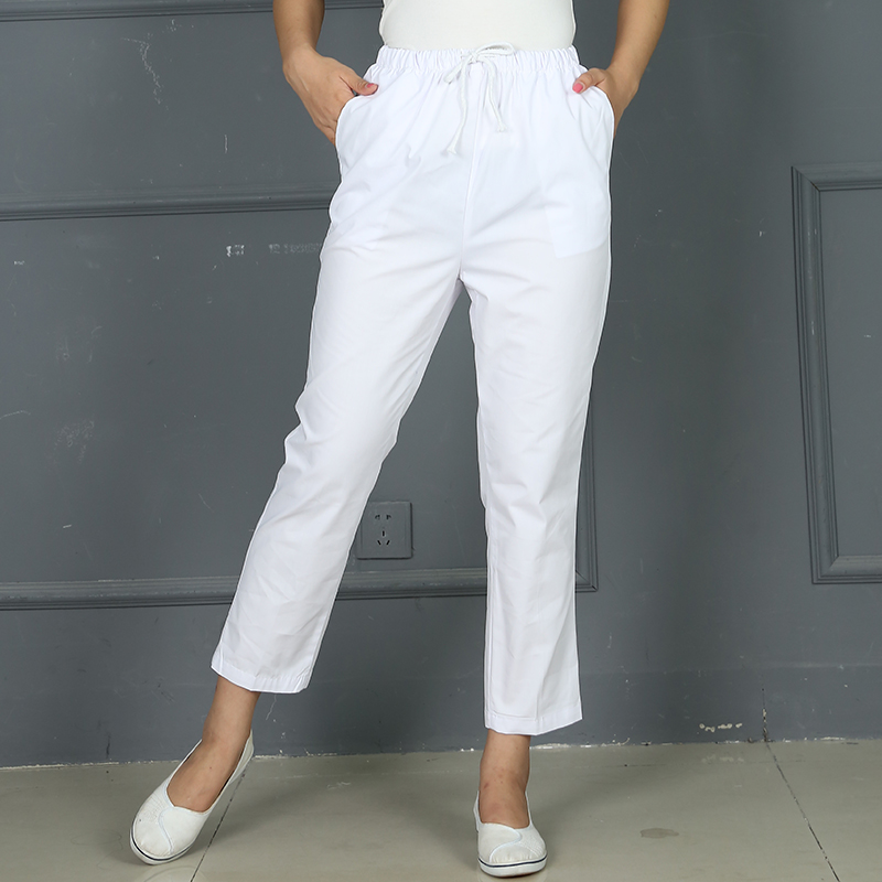 Nurse pants white work pants elastic waist Pink blue female nurse uniform pants thin loose doctor pants nine points
