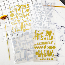 Gold powder English stickers European and American style diy album accessories Bronzing stickers Explosion box diy materials