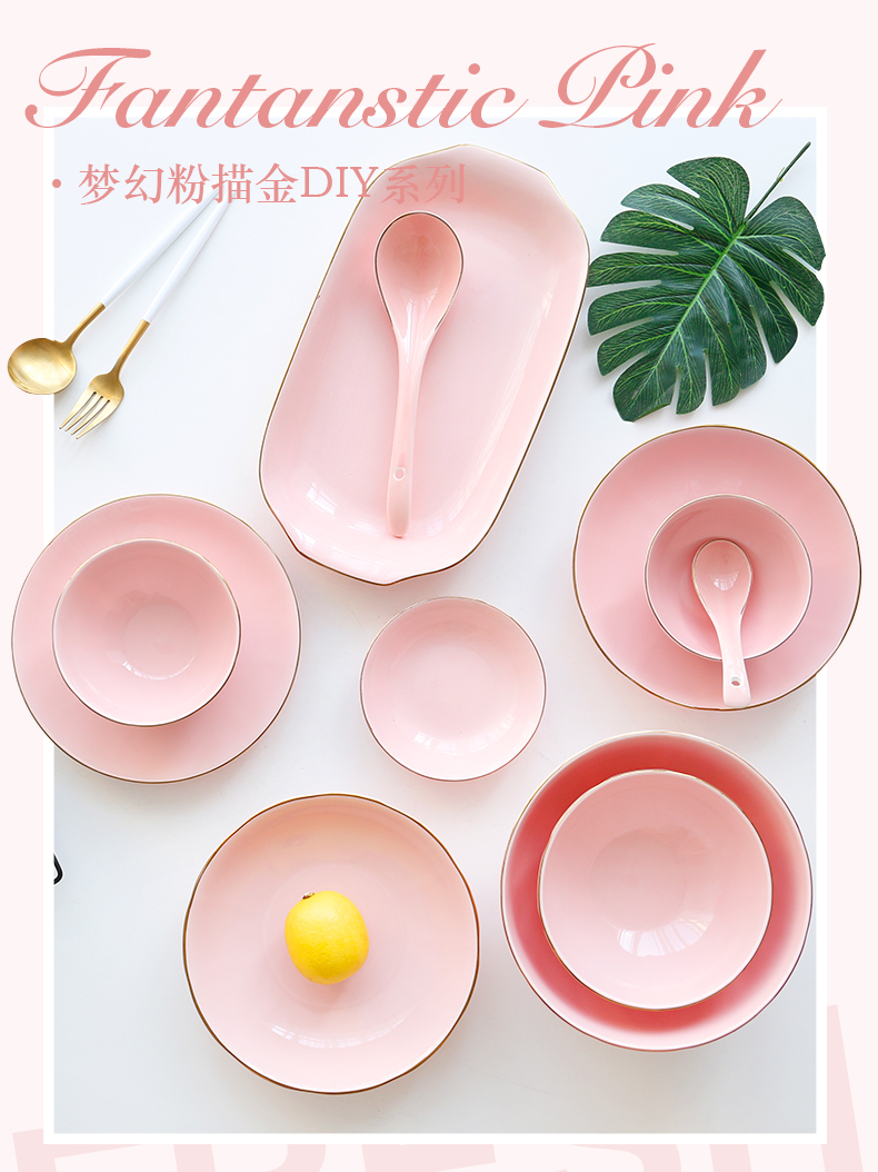 Household jobs ceramic bowl ins pink good - & lovely Japanese use of a single northern dishes Chinese network red tableware