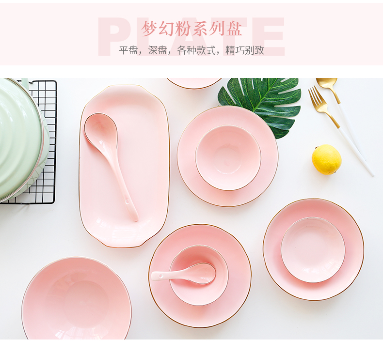 Household jobs ceramic bowl ins pink good - & lovely Japanese use of a single northern dishes Chinese network red tableware