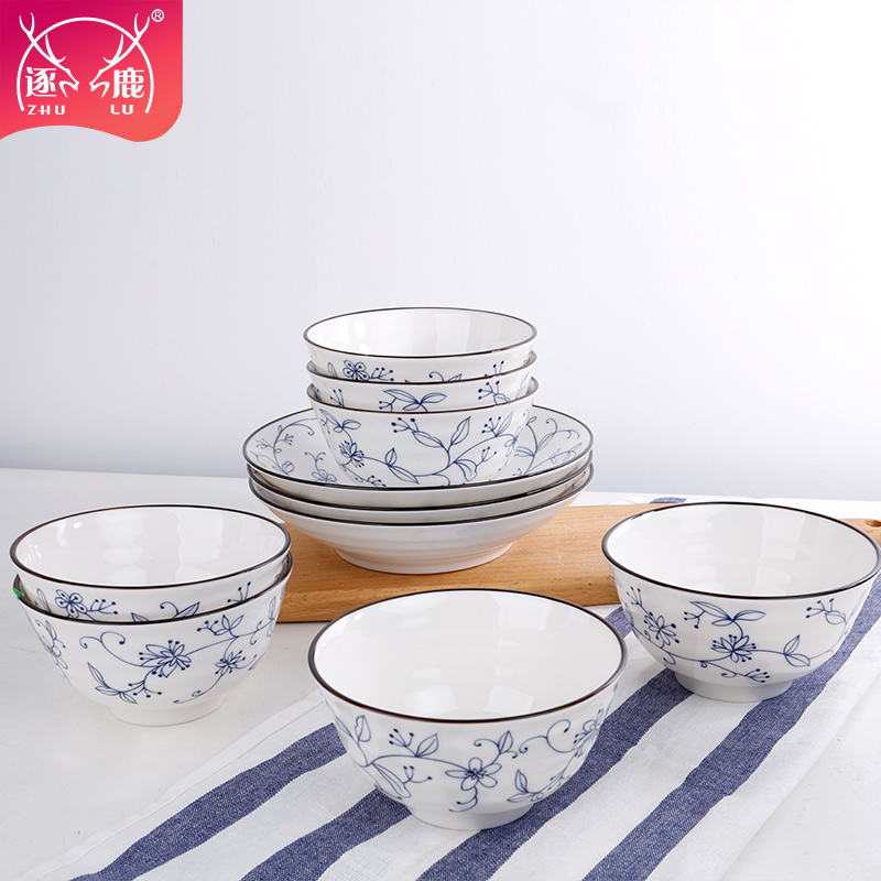 The livelihood of The people to both The line of household individual Japanese dishes and wind dishes tableware of pottery and porcelain tang grass grain can microwave bowl plates