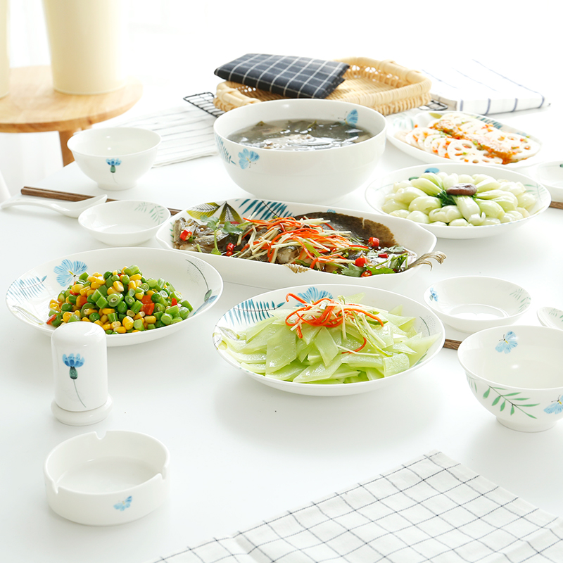 Dishes suit Chinese style household dinner Dishes glair 16 head by 2/4 bowl spoon, plate ceramic tableware four bowls of four plate