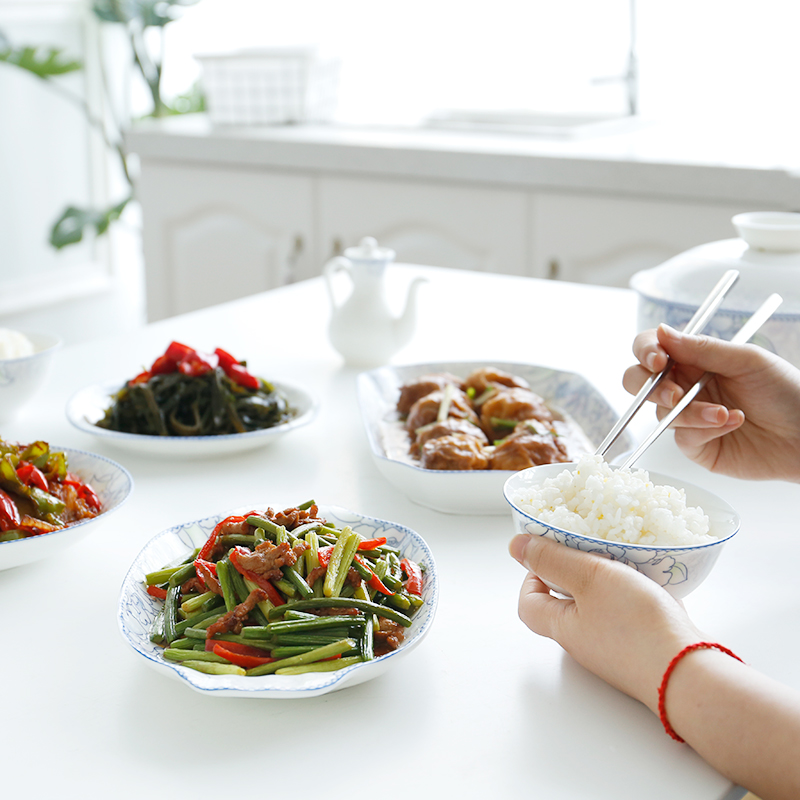 Both of the people 's livelihood ceramic tableware dishes household of Chinese style amorous feelings of their rice bowls can microwave rainbow such as bowl dish dish fish dish