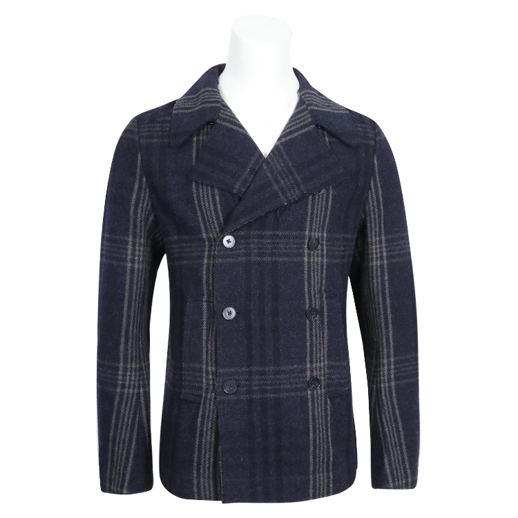 Special 1390-D G main line plaid woolen coat men with wool waist belt decoration made in Italy