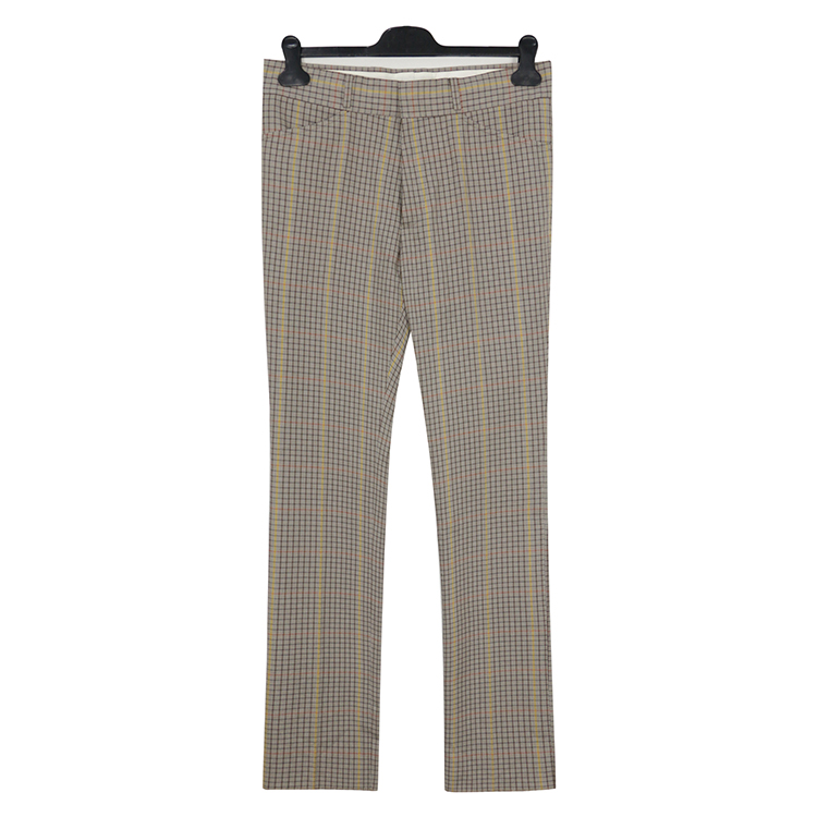 Special 599- Skull brand main line light brown plaid trousers British slim cotton made in Italy