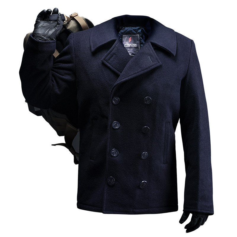 Eagle claw action 740 navy What about the big coat man in the middle of autumn and winter turning the wool over the wool coat P cotton jacket 