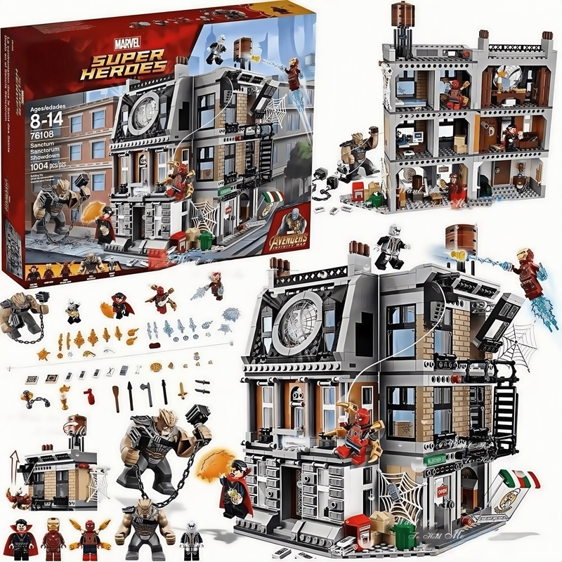 2026 New Boys' Castle Building Blocks Superhero Suit Doctor Strange to the Sanctuary Children's Educational Toys