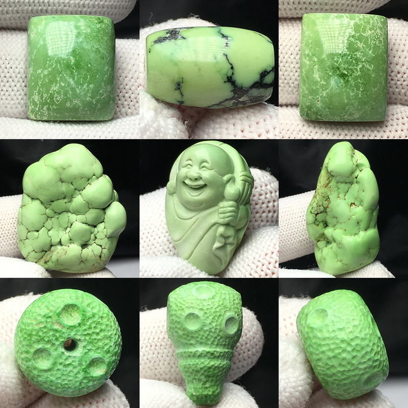 Hubei Yunxi Natural High-Porosity Yellow Rapeseed Stone, Unique Green-Yellow Turquoise Barrel Beads, Irregular-Shaped Three-Way Original Stone Accessories