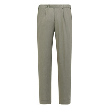 Light green mid-waist slim straight trousers
