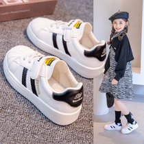 Red Hongxing Erke joint childrens shoes girls small white shoes 2021 Spring and Autumn new girls white sports shoes