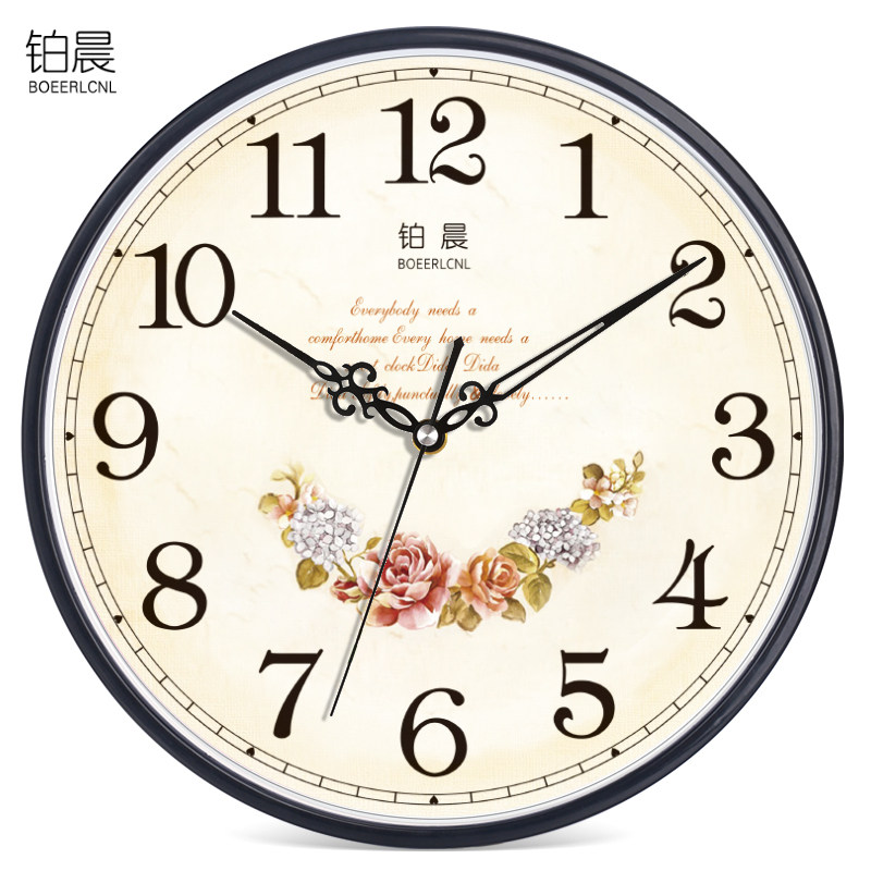 Platinum morning European-style mute wall clock Living room bedroom office clock Simple fashion wall clock generation creative quartz clock