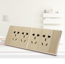 Wood grain drawing gold luxury 118 household wall switch socket four position Small five hole 20 twenty hole socket panel