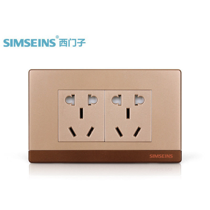 118 wall power socket switch socket champagne gold 118 two-bit small five-hole 10 ten-hole socket panel home