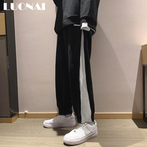 Side zipped bunches footrest Pants Men Loose Korean version Tide Cards Autumn Winter Yuppie Handsome-style Casual Long Pants