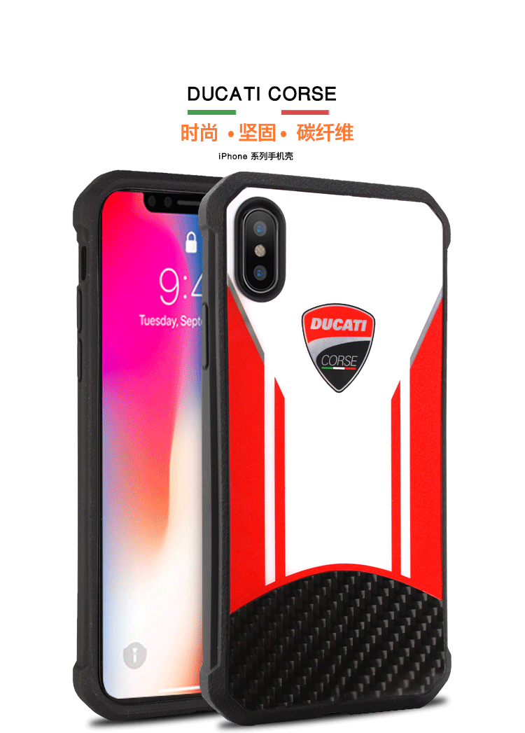 Ducati Corse 1299 Superleggera Carbon Fiber Shockproof Hard Back Cover Case for Apple iPhone X