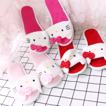 Spring and autumn winter ladies cartoon HELLO KITTY Cat open-toed Fishmouth floor non-slip home cotton slippers