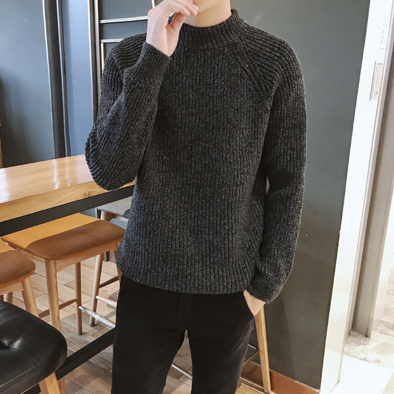 Áo len nam thu đông phiên bản Hàn Quốc theo xu hướng áo thun rộng cổ cao nửa cổ áo sơ mi nam trẻ trung quần áo nam