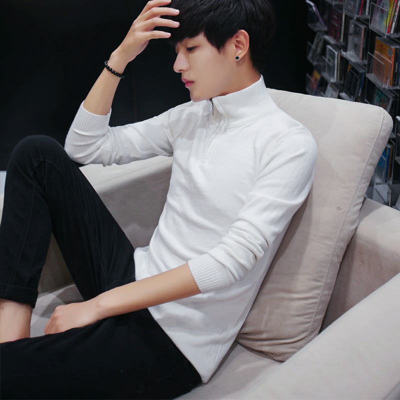 Áo len nam mùa đông có khóa kéo cao cổ áo len phiên bản Hàn Quốc của áo len mùa đông ấm áp chạm đáy áo len nam ao khoac len