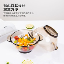 Han Edition Special Bowl Glass Bubble Noodle Bowl with cover Dormitory With Students Double Ear Soup Bowl Home Large Bowl of Bubbling Noodle God