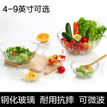 Green apple tempered glass bowl Household eating small bowl Childrens tableware Salad bowl large 5-7 inch heat-resistant soup bowl