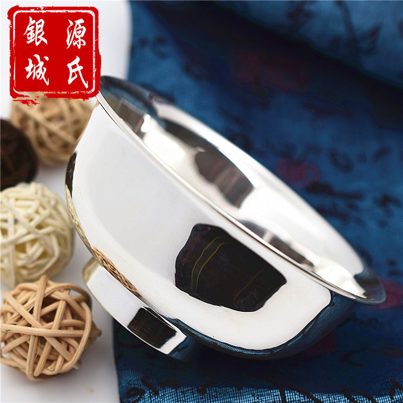 Silver Bowl 999 silver dishes silver bowl package baby silver tableware furnished moon gift