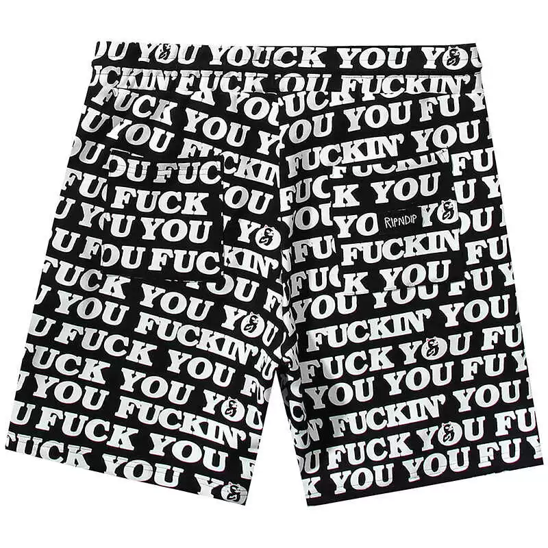 Американский трендовый бренд RIPNDIP Bitch Cat Middle Finger Cat Casual Shorts Hot Pants FUXK полноцветный принт для мужчин и женщин как пары